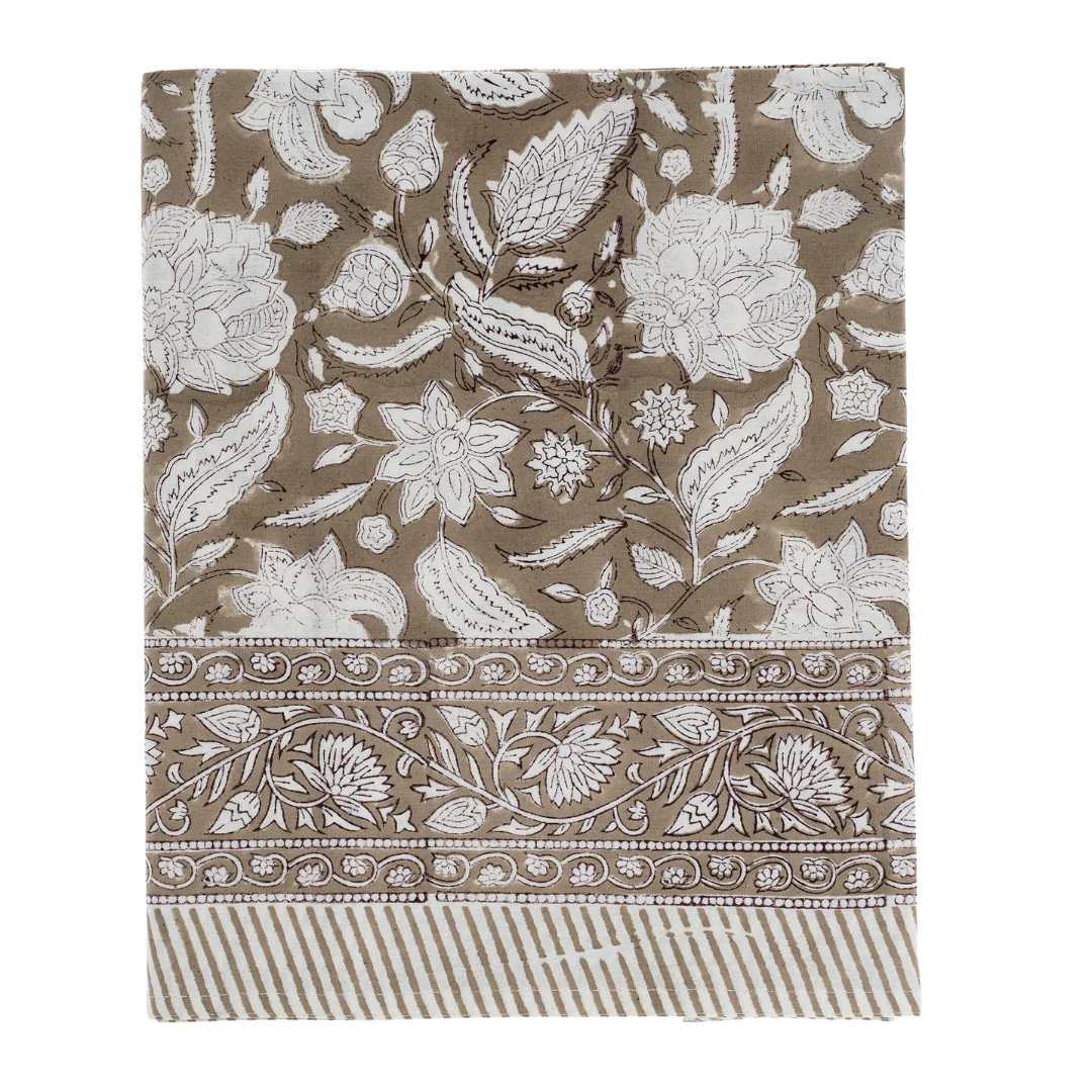 Sable Block Print Tablecloth