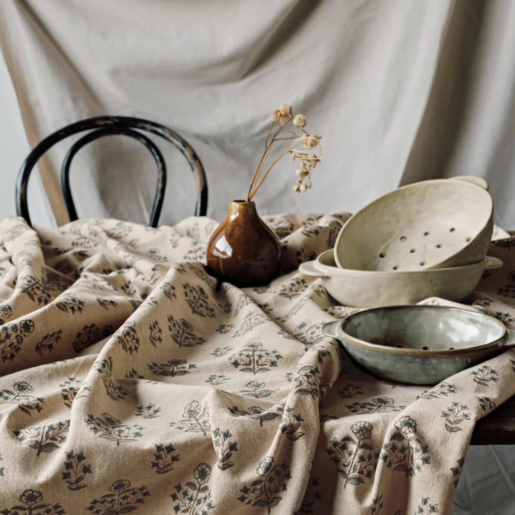 Salvia Block Print Tablecloth 60 x 90