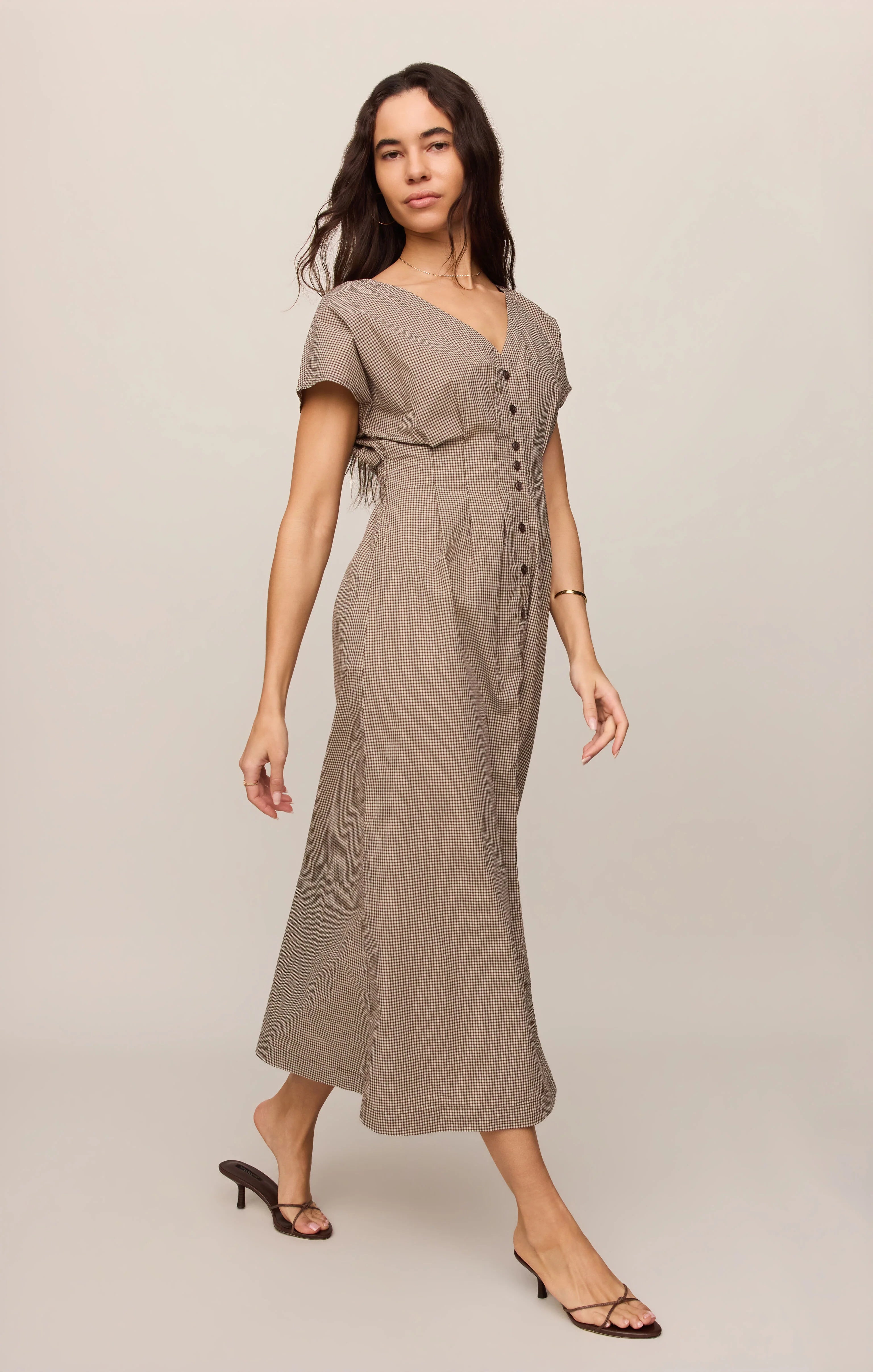 Sanna Gingham Maxi Dress - Dark Chocolate