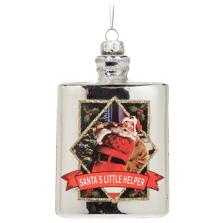 Santa Flask Ornament - 3.5"H