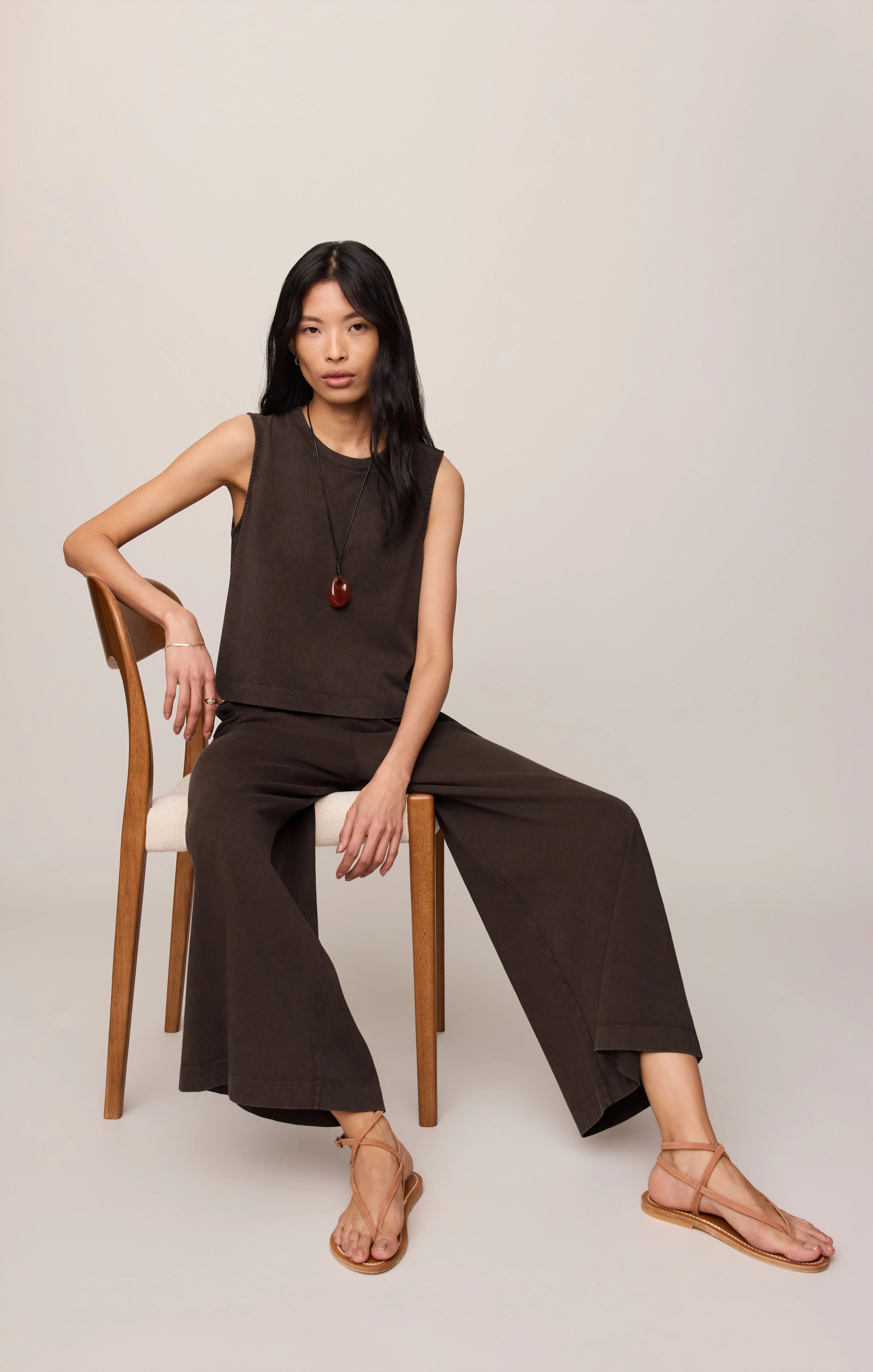 Sloane Cotton Jersey Tank - Dark Chocolate