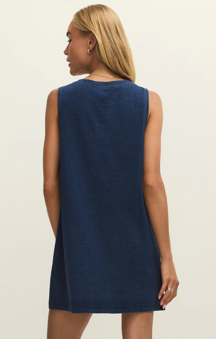 Solace Jersey Denim Mini Dress - Indigo
