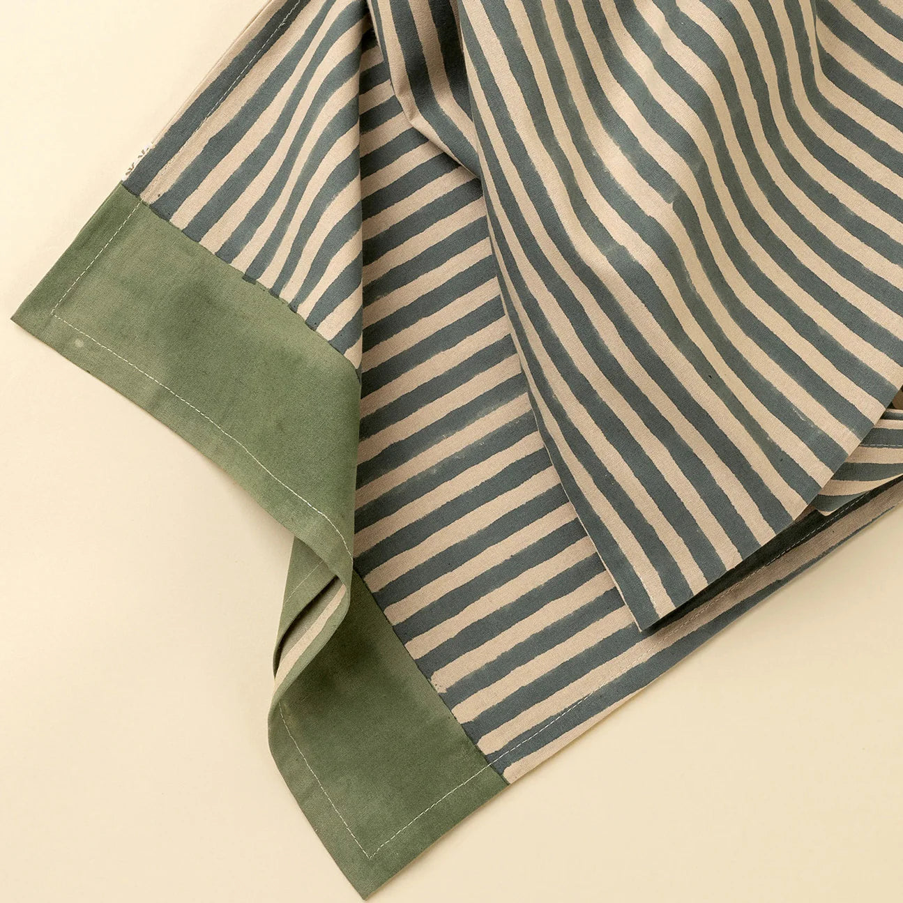 Sea Stripe Block Print Table Runner - 108"L