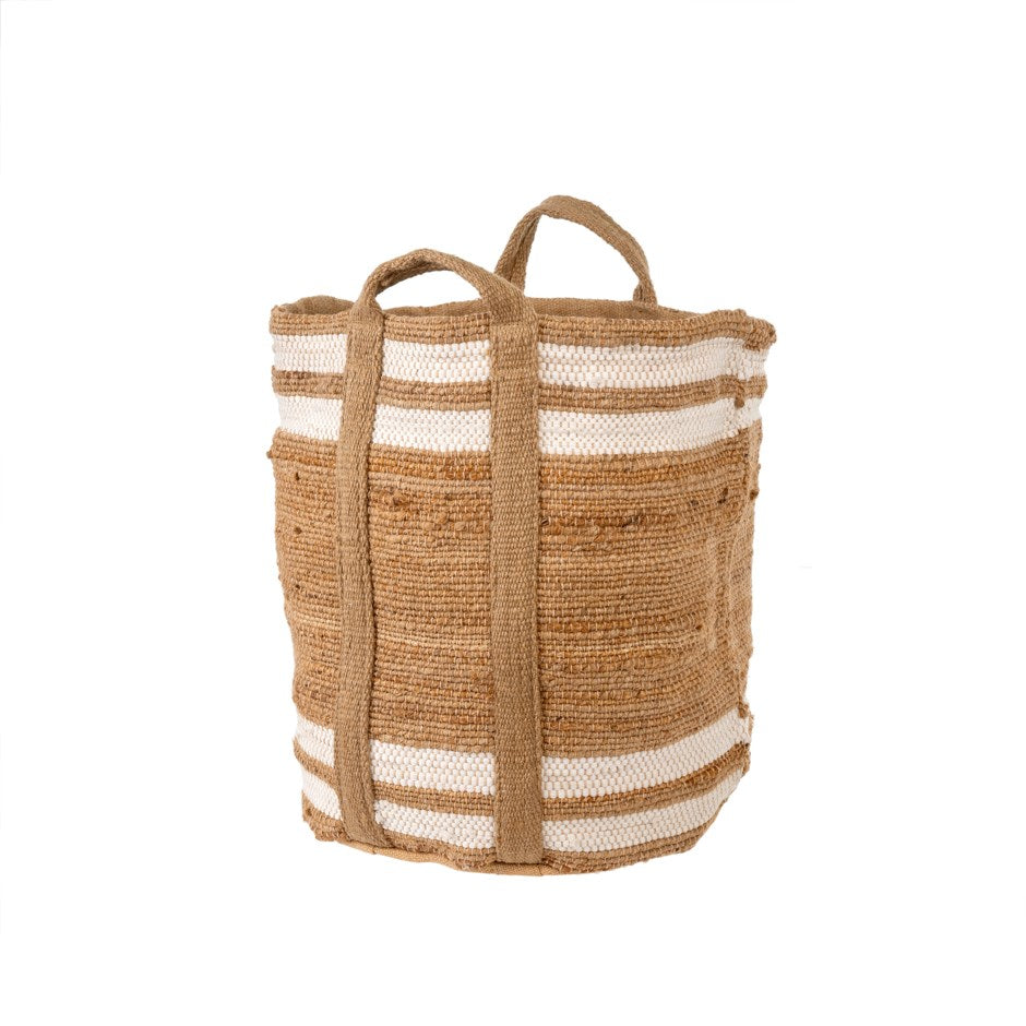 Coastal Stripe Basket, White