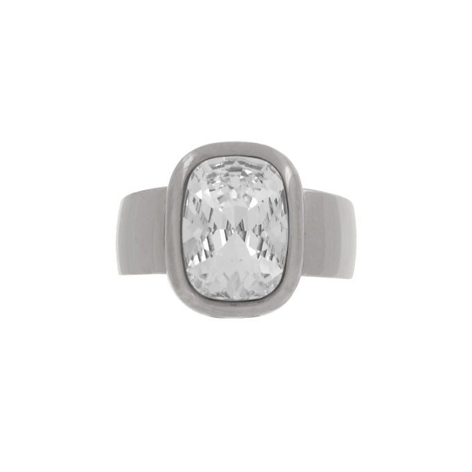Rectangle Cushion Crystal Ring - Clear Crystal