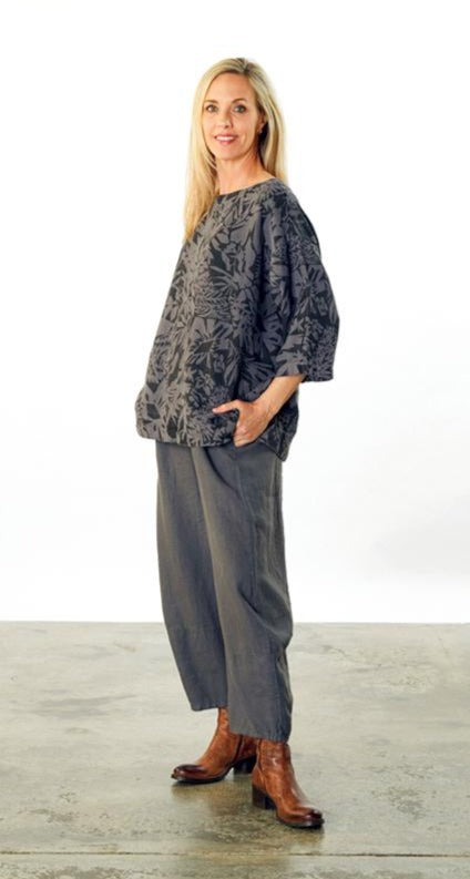Resort Shirt in Printed Heavy Linen