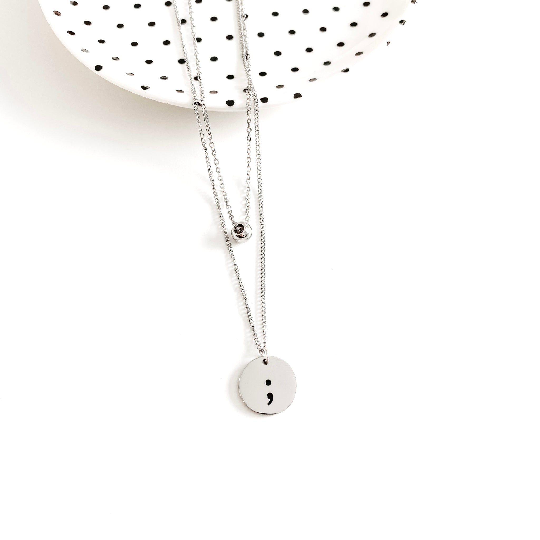 Semicolon Necklace - Stainless Steel