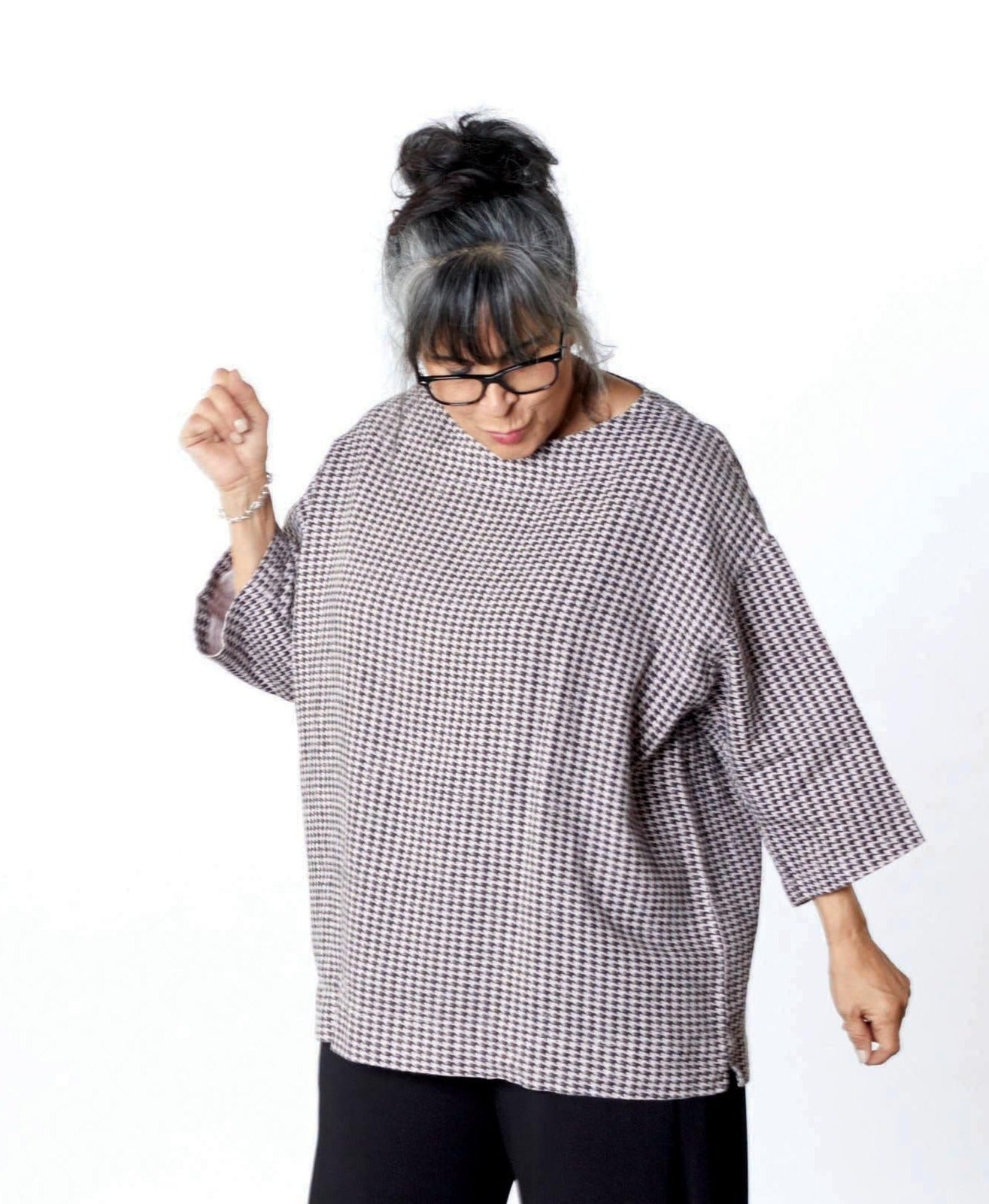 Resort Shirt-Houndstooth Heavy Linen