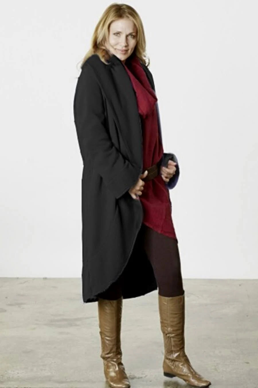Long Bamboo Fleece Wrap Coat