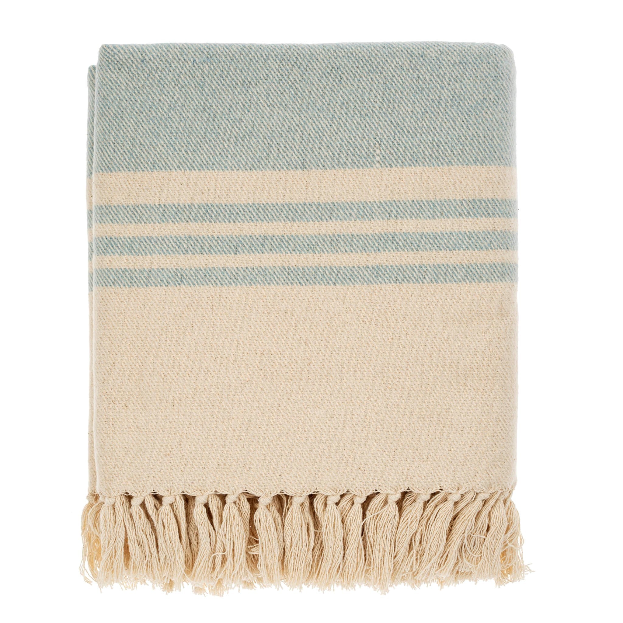 Beach Stripe Brushed Throw-Blue