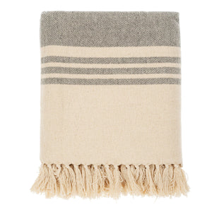 Beach Stripe Brushed Throw Grey