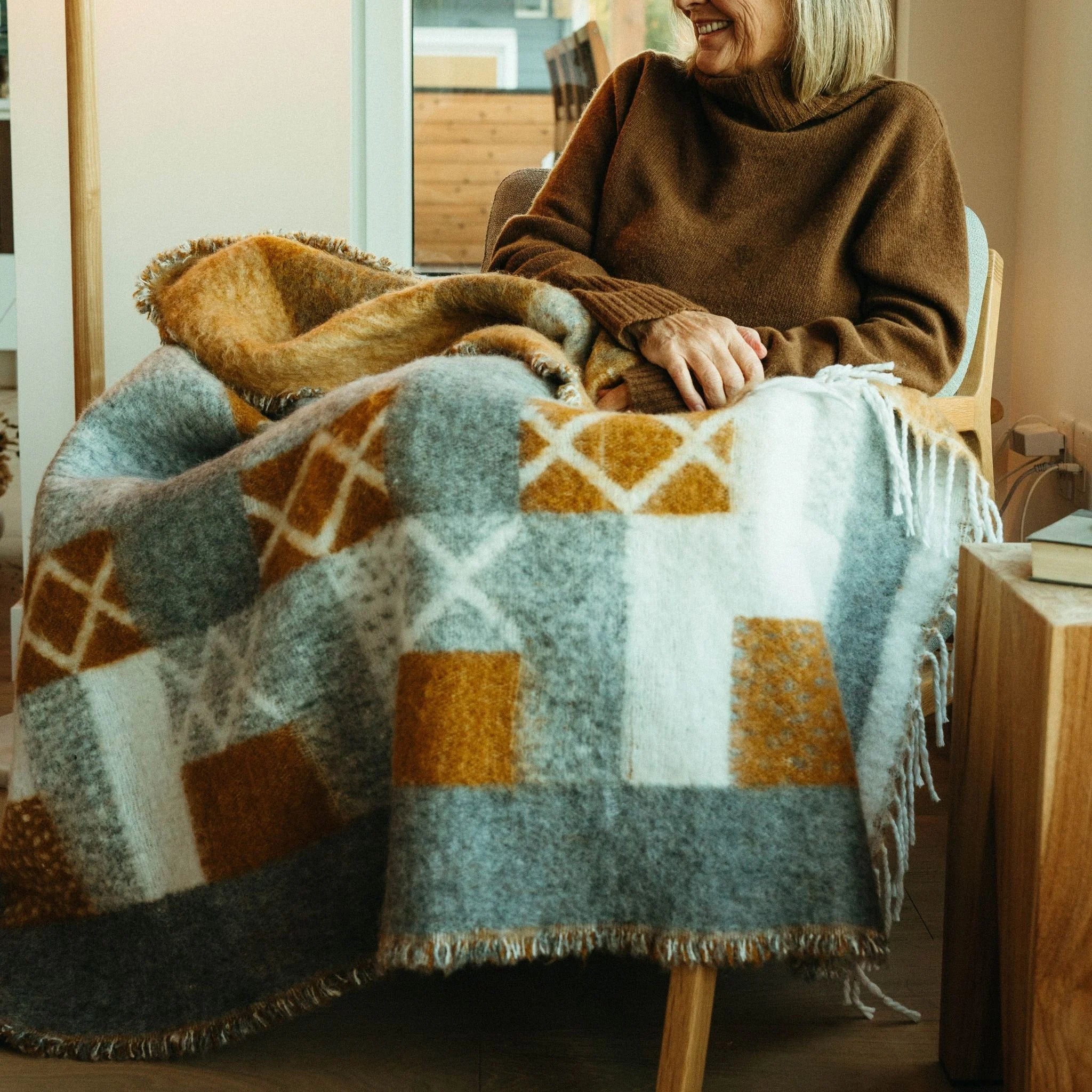 Geo Jacquard Throw-Amber