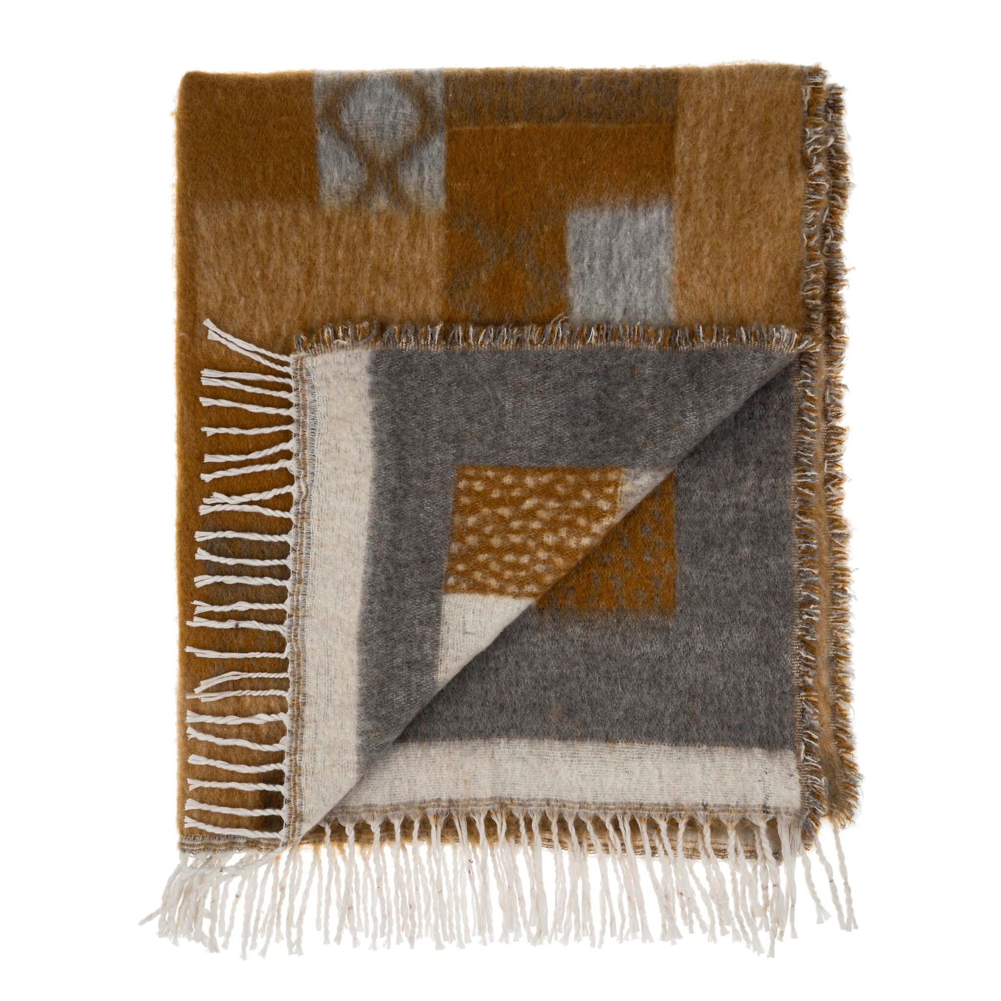 Geo Jacquard Throw-Amber