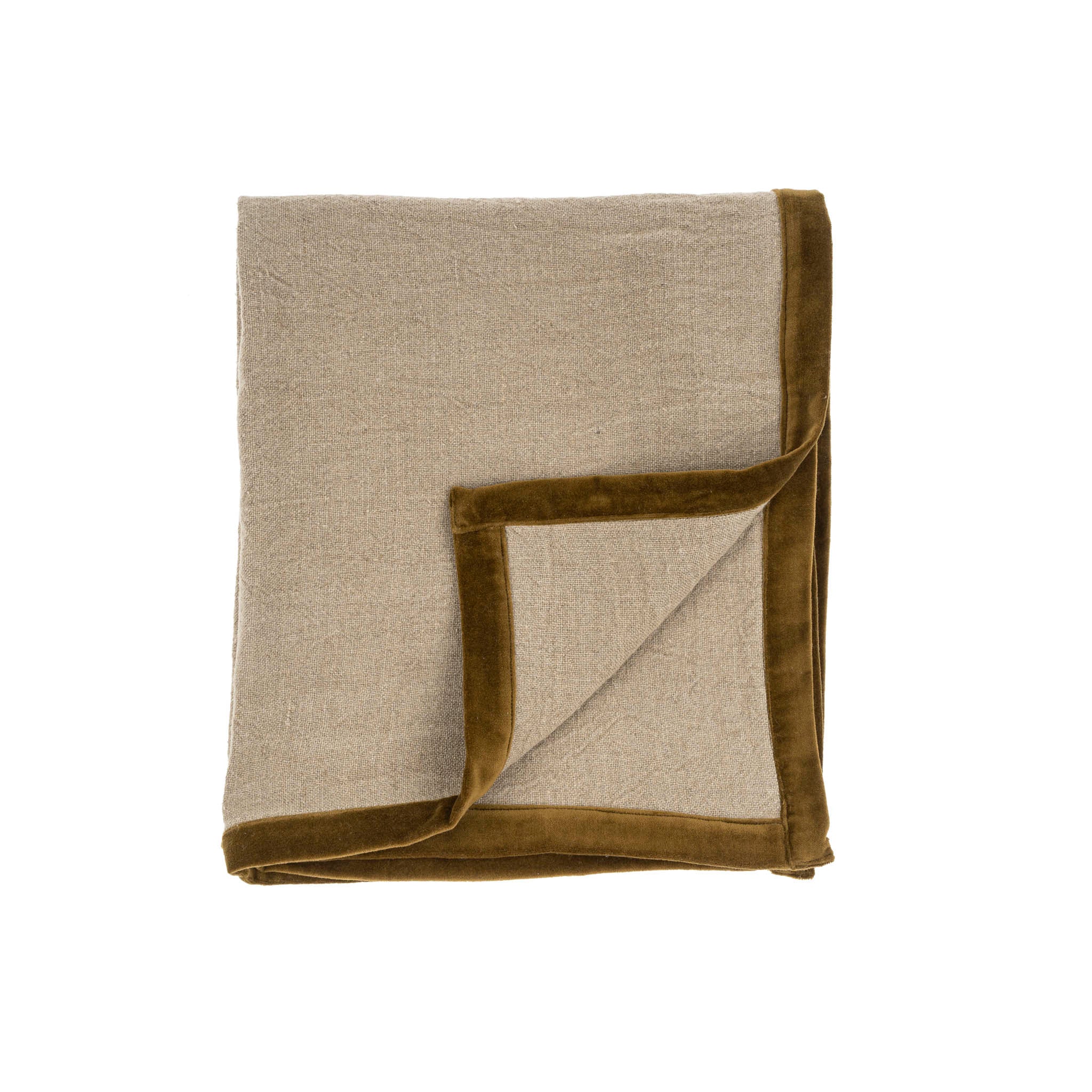 Linen Velvet Trimmed Throw