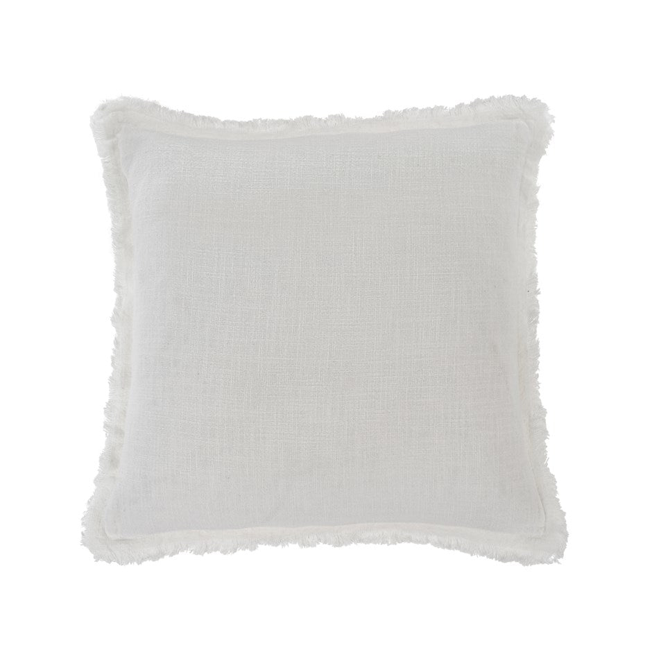 Frayed Edge Pillow-White 20"x20"
