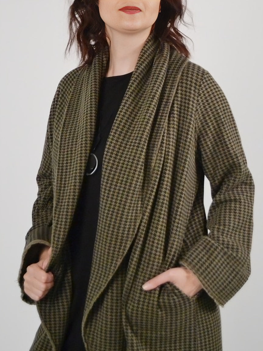 Plaid Bamboo Fleece Wrap Coat