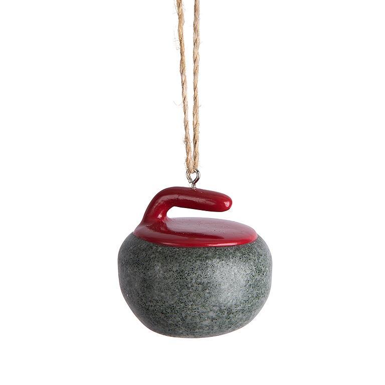 Curling Rock Ornament - 1.5"D