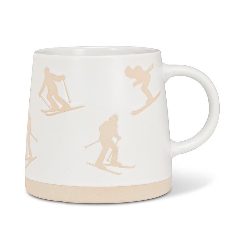 Wide Base Mug w/Skiers - 3.5"H(14oz)