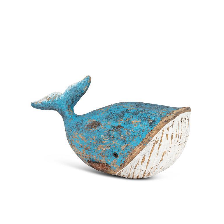 Sm Blue Carved Whale - 7.5"L
