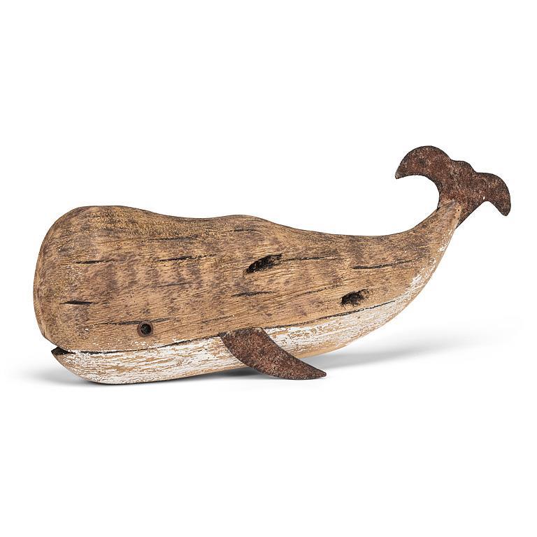 Rustic Carved Whale-Natural - 13"L