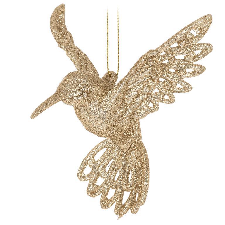 Glitter Hummingbird Orn - 4"H