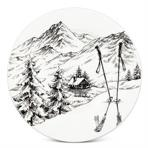 Ski Scenery Sketch Small Plate