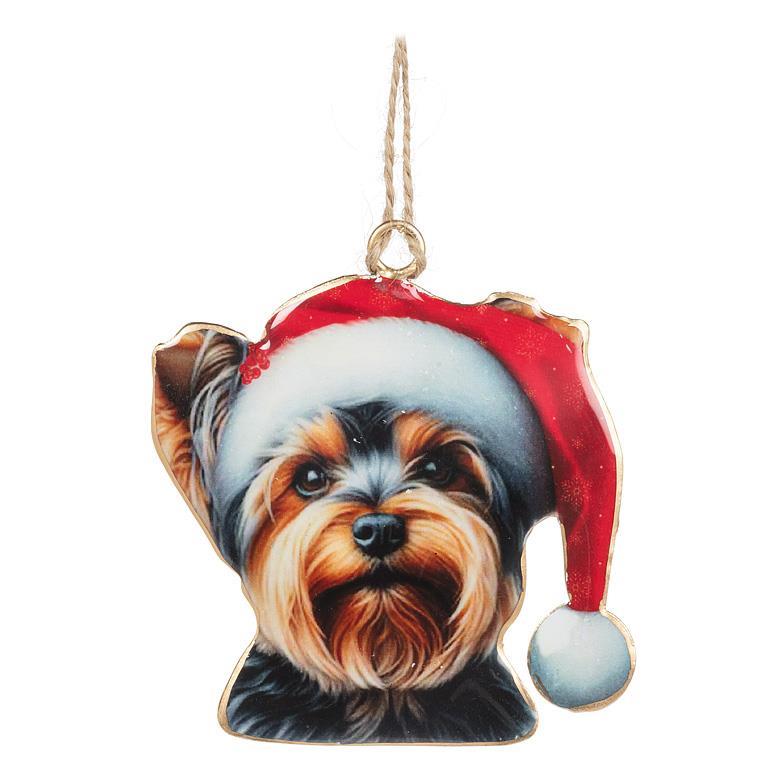 Yorkie in Santa Hat Orn - 3"H