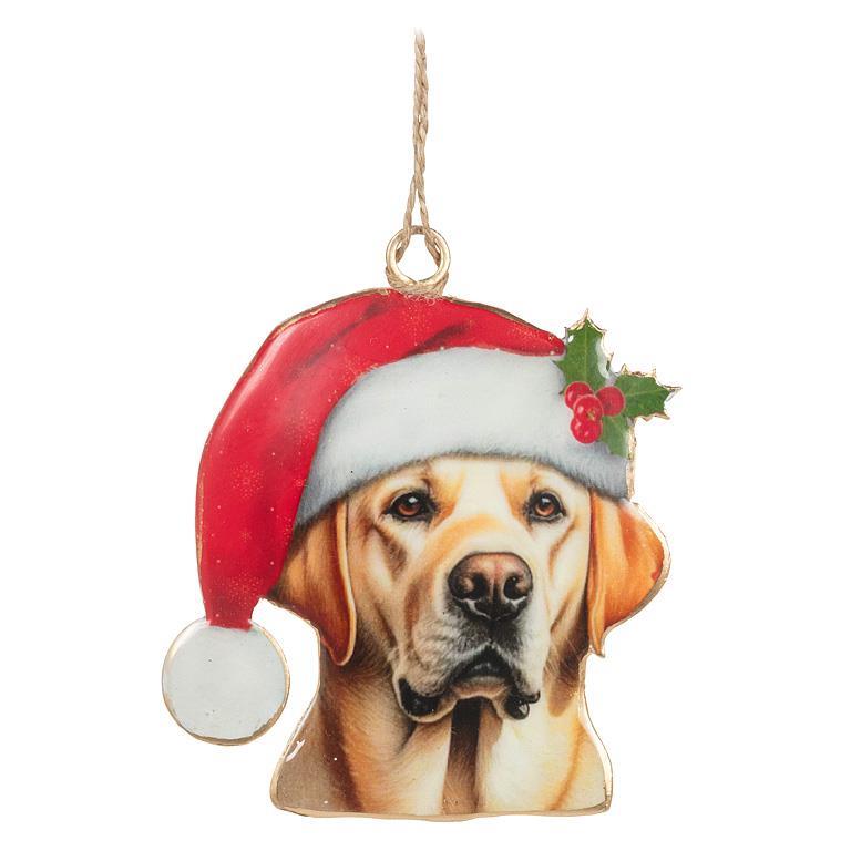 Yellow Lab in Santa Hat Orn - 3"H
