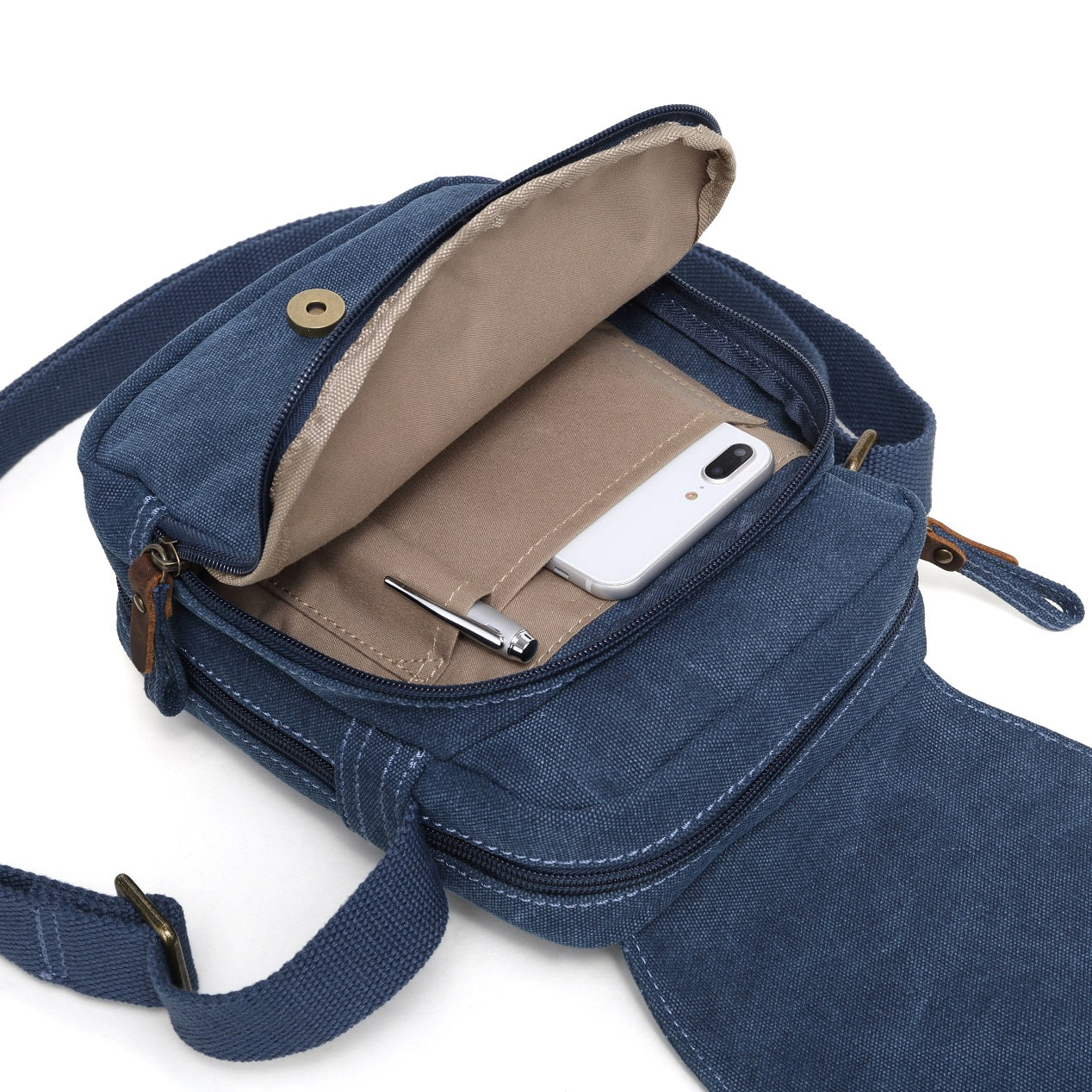 Small Canvas Shoulder Bag - Cream