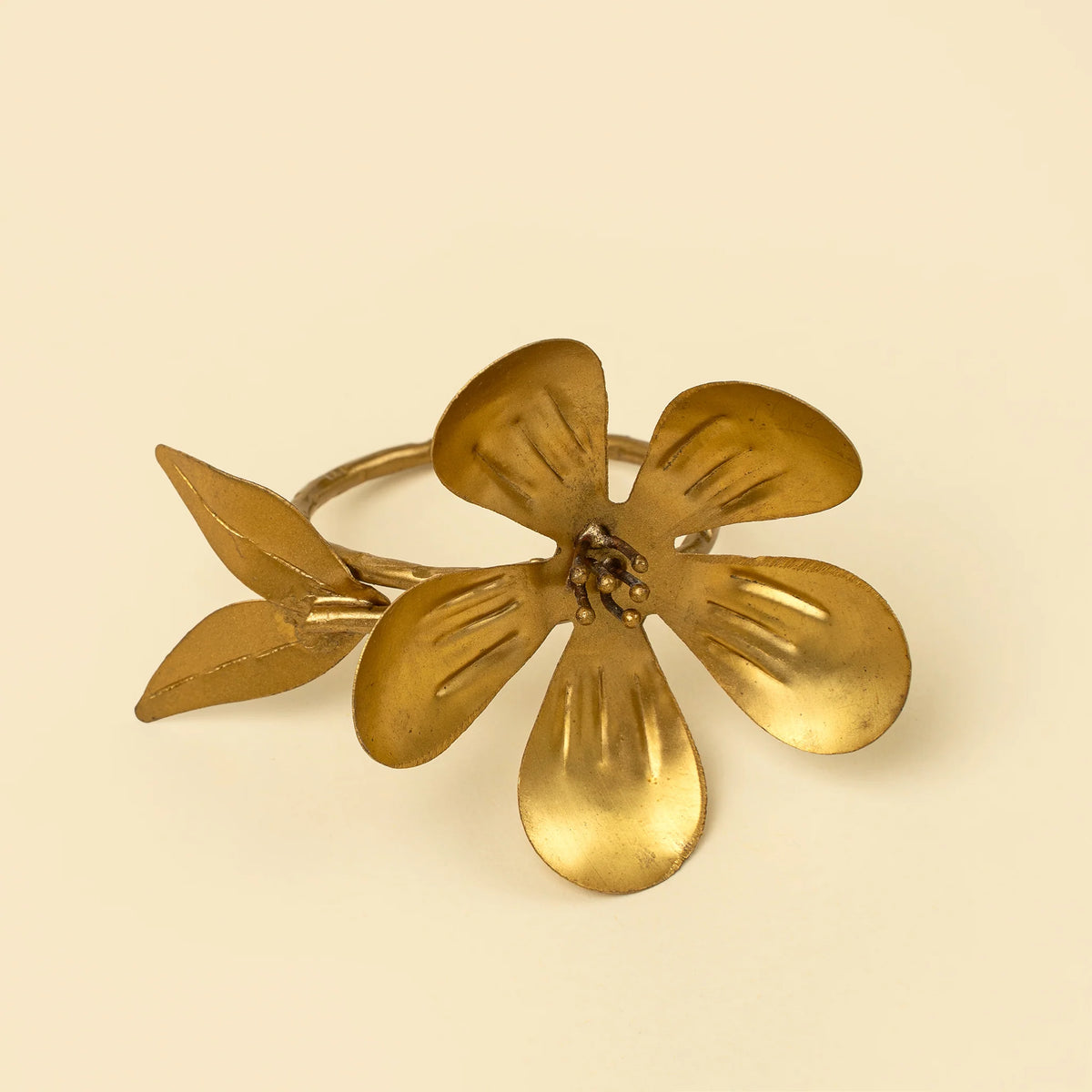 Brass Flora Napkin Ring