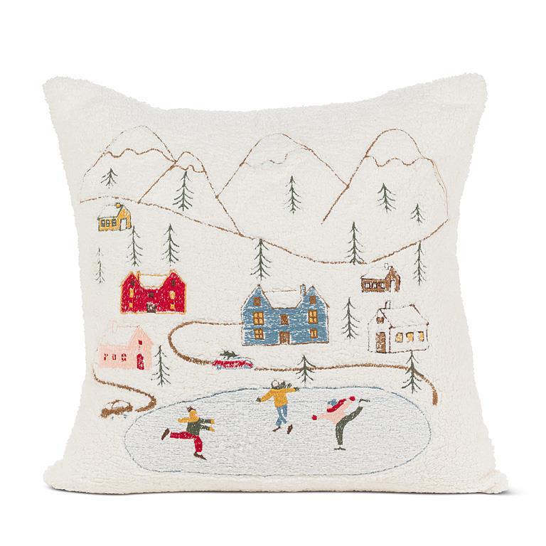 Skating Village Pillow - 17"SQ