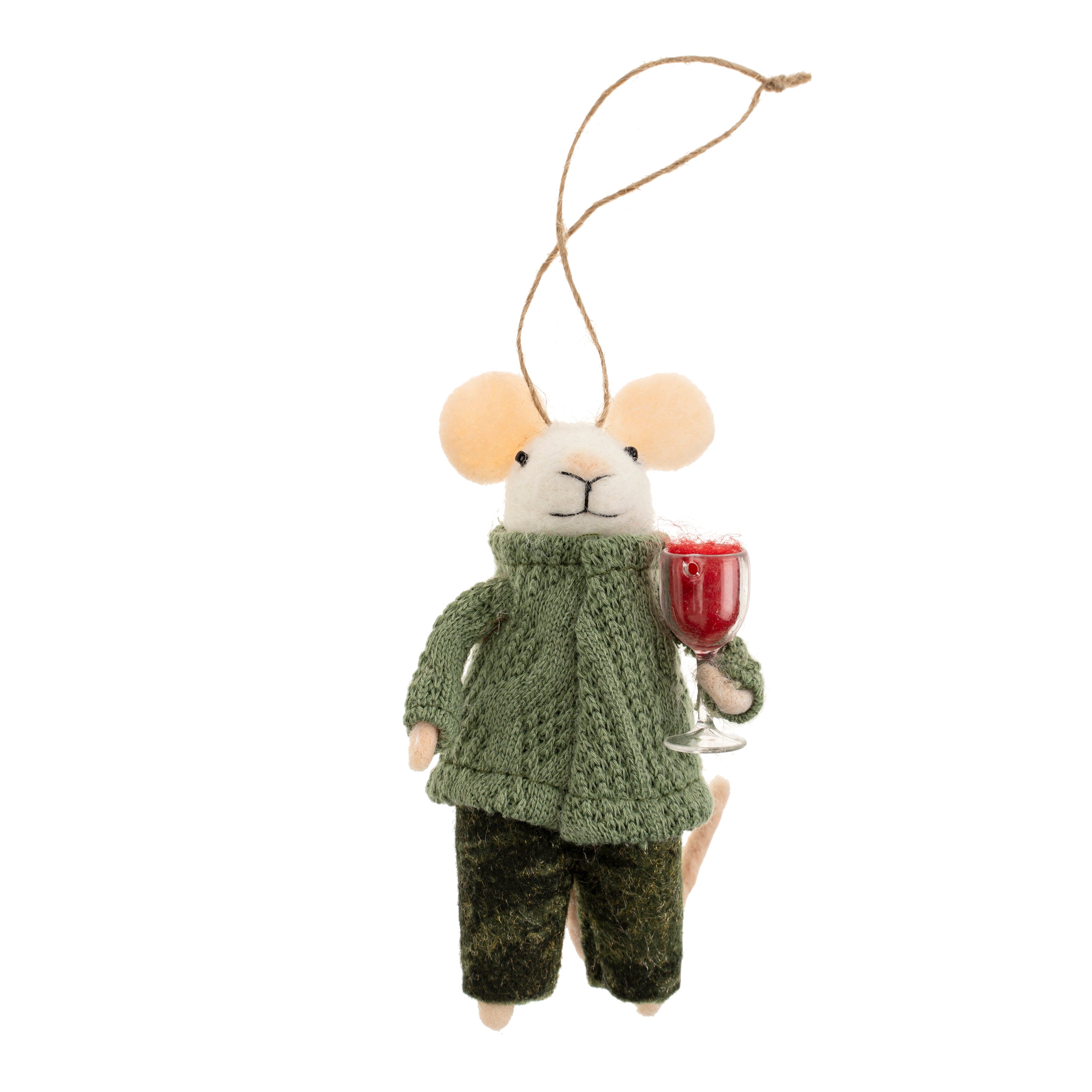 Wine Watson Mouse Holiday Ornament