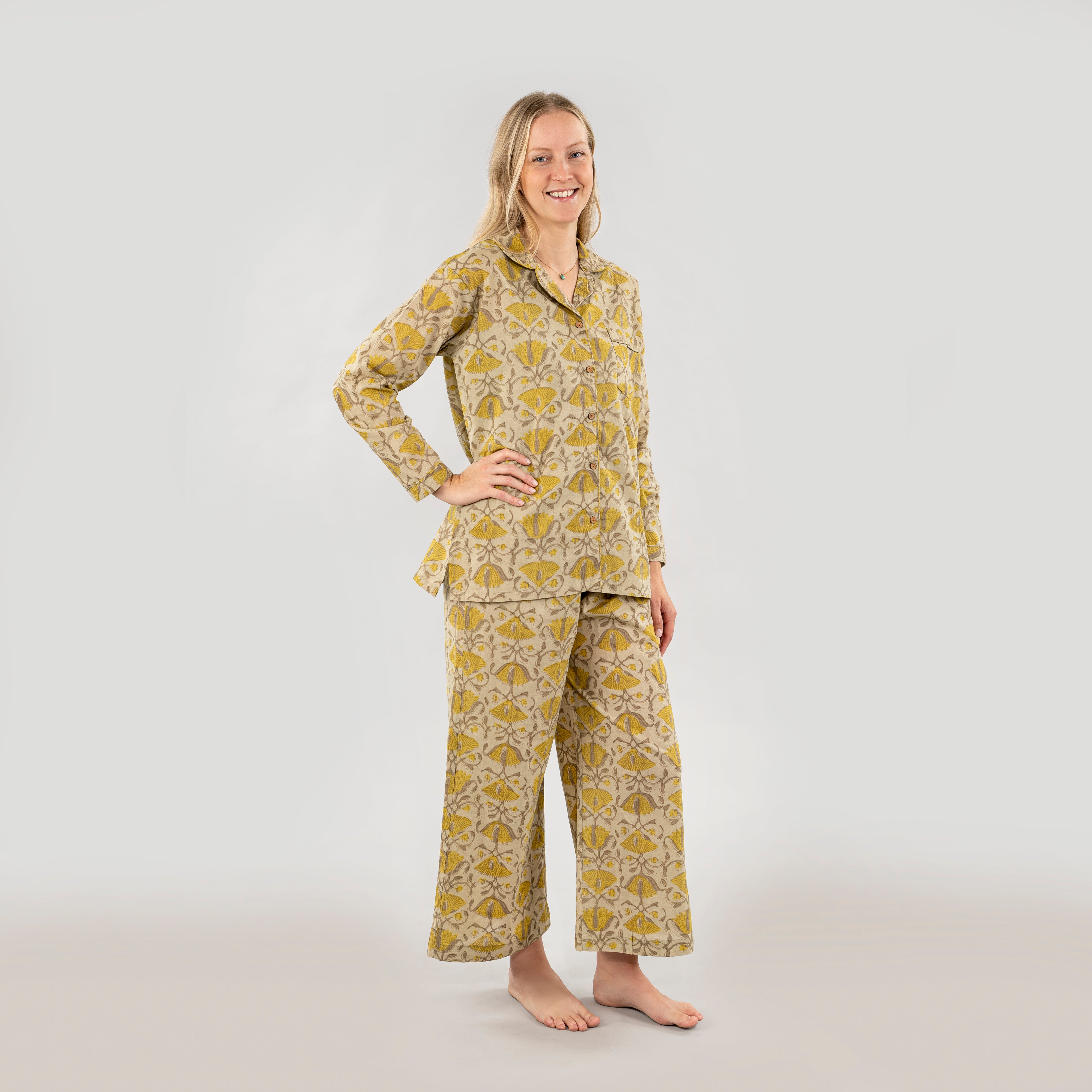 Lotus Block Print Pajama Set