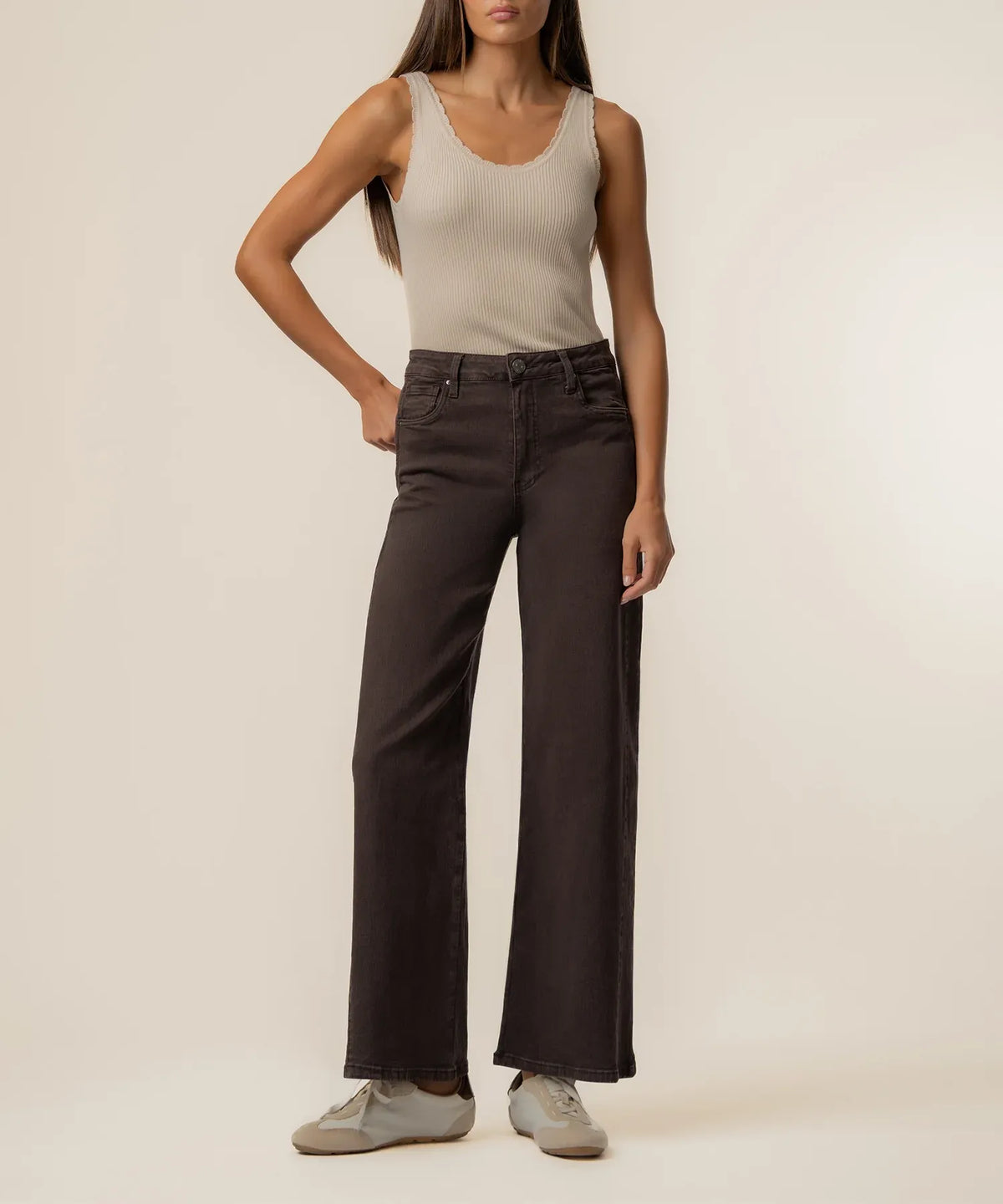 Meg Wide Leg w/Panel - Chocolate