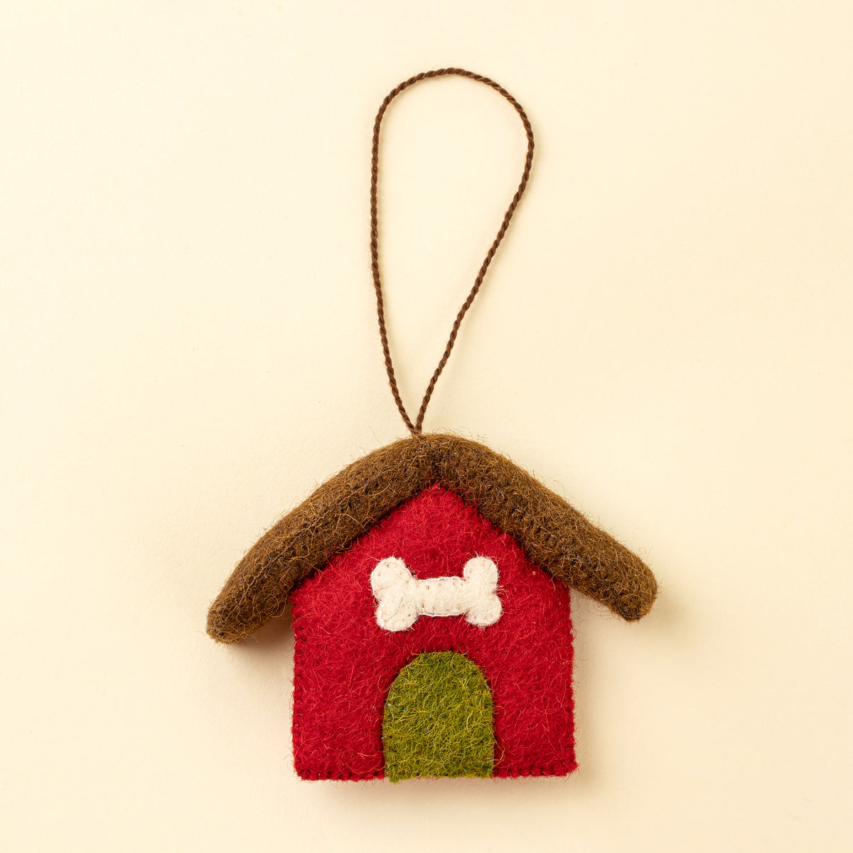 Dog House Felt Ornament - Red