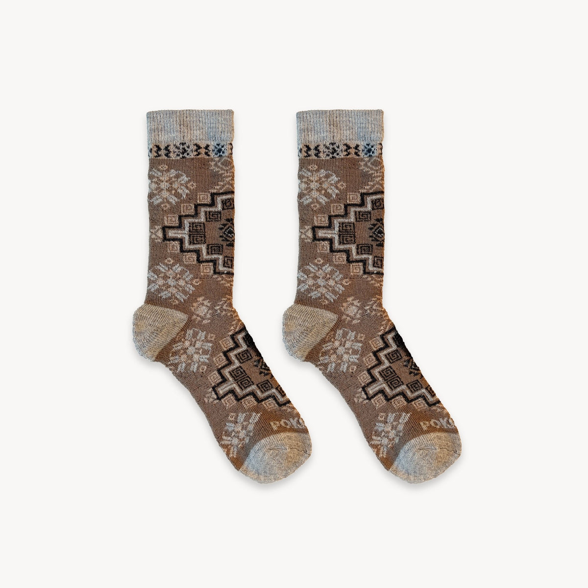 Alpaca Socks - Thick Print - Dark  Vanilla
