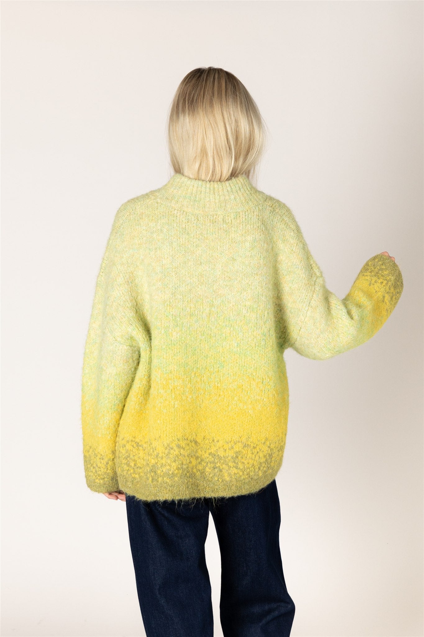 Emma Luxe Mock Sweater - Chartreuse Fade