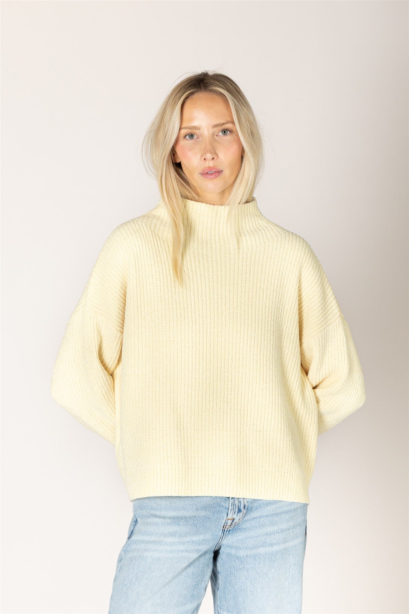 Evolet Chenille Mock Rib Sweater - Buttercup