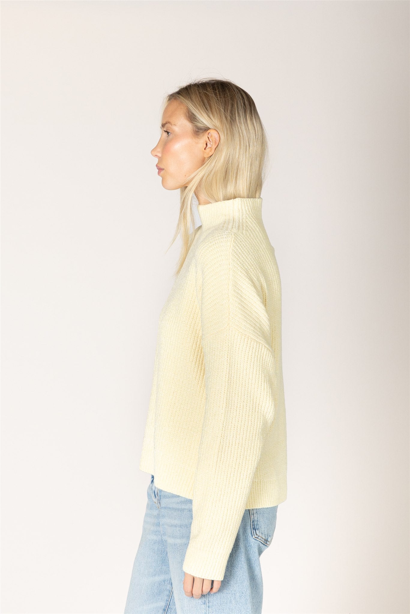 Evolet Chenille Mock Rib Sweater - Buttercup