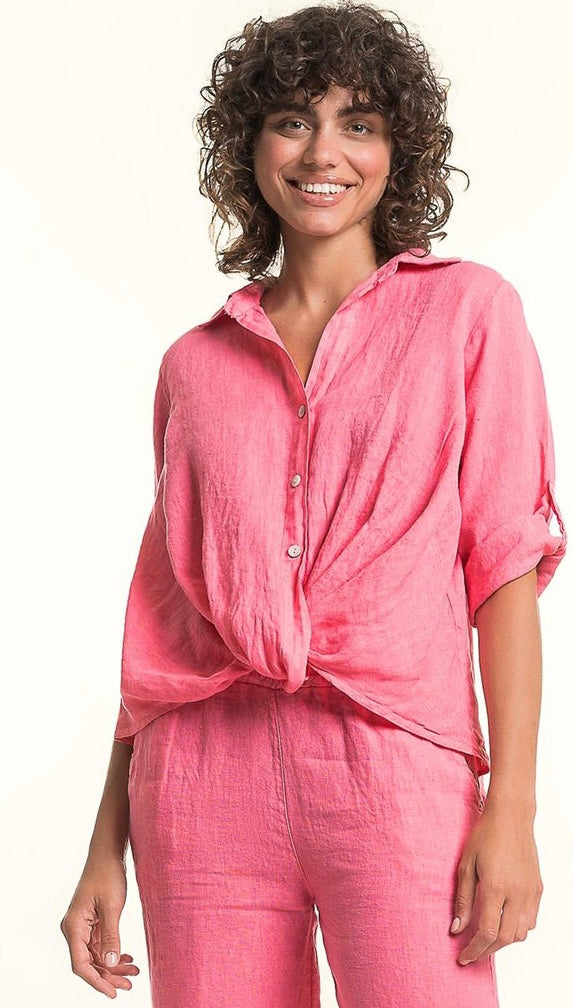 French Linen Blouse with Tie
