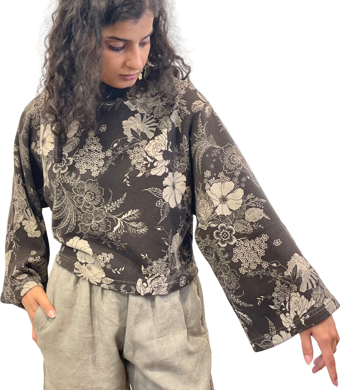 Anna Shirt in Bamboo Fleece - Floral