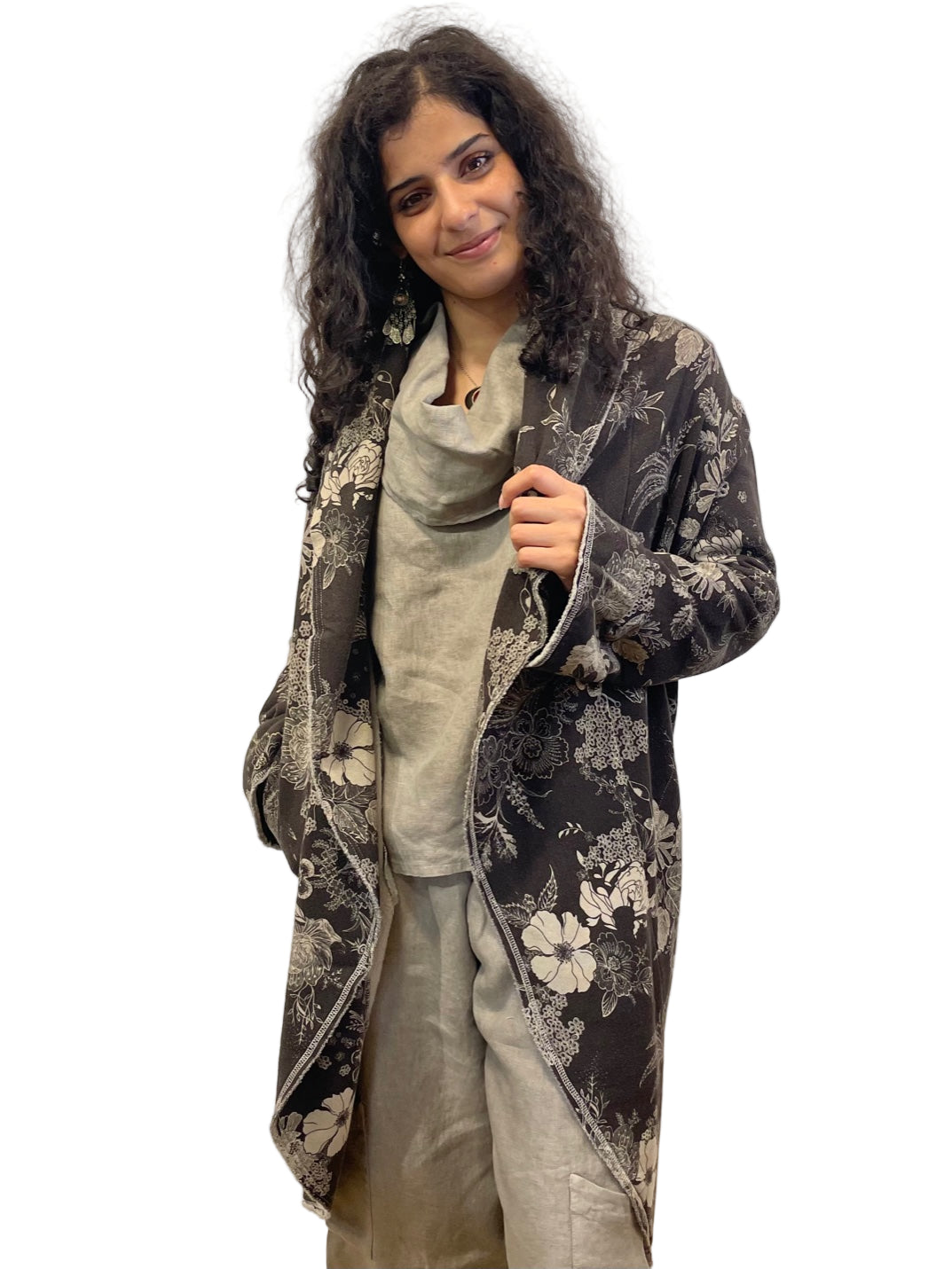 Wrap Coat in Bamboo Fleece- Sandpiper Floral