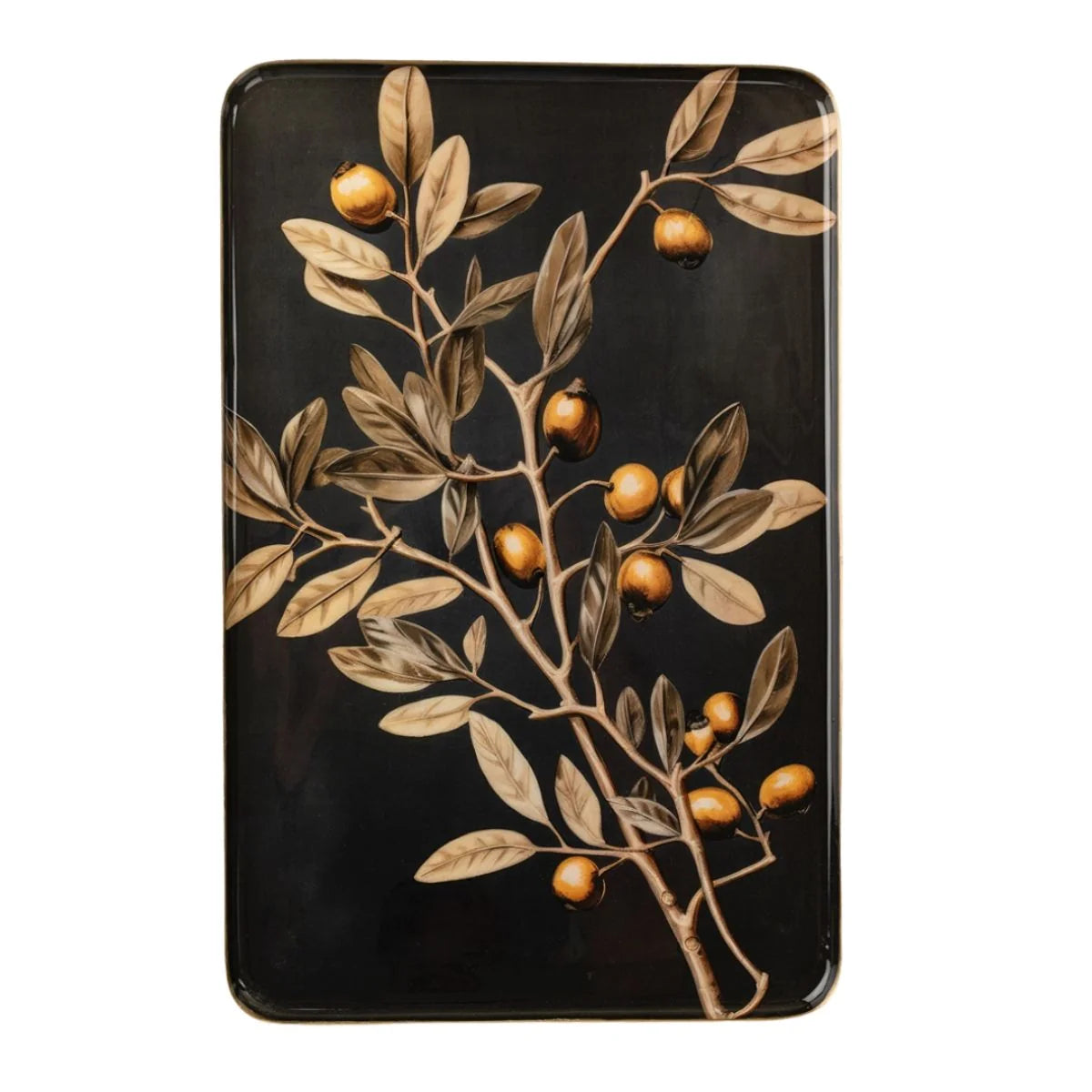 Golden Olive Decorative Enameled Tray - Small