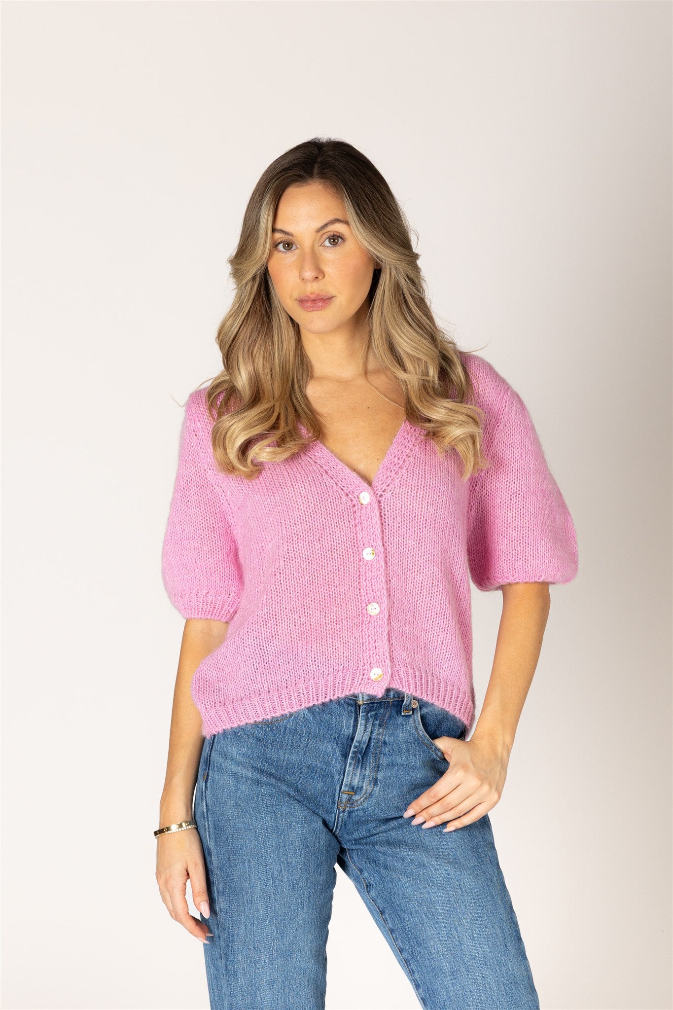 Mila Mohair Cardigan - Baby Pink