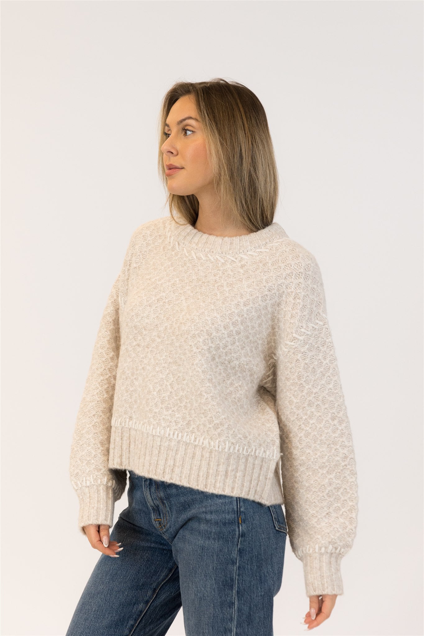 Nika Crewneck Pullover- Natural