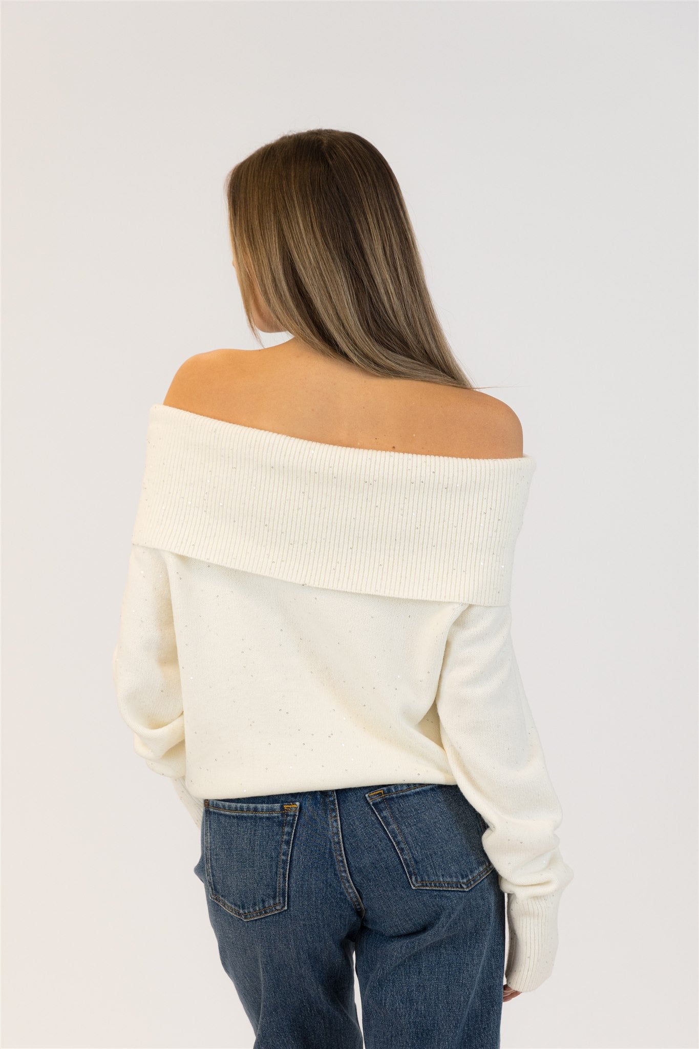 Olivia Off-Shoulder Sweater-Off White