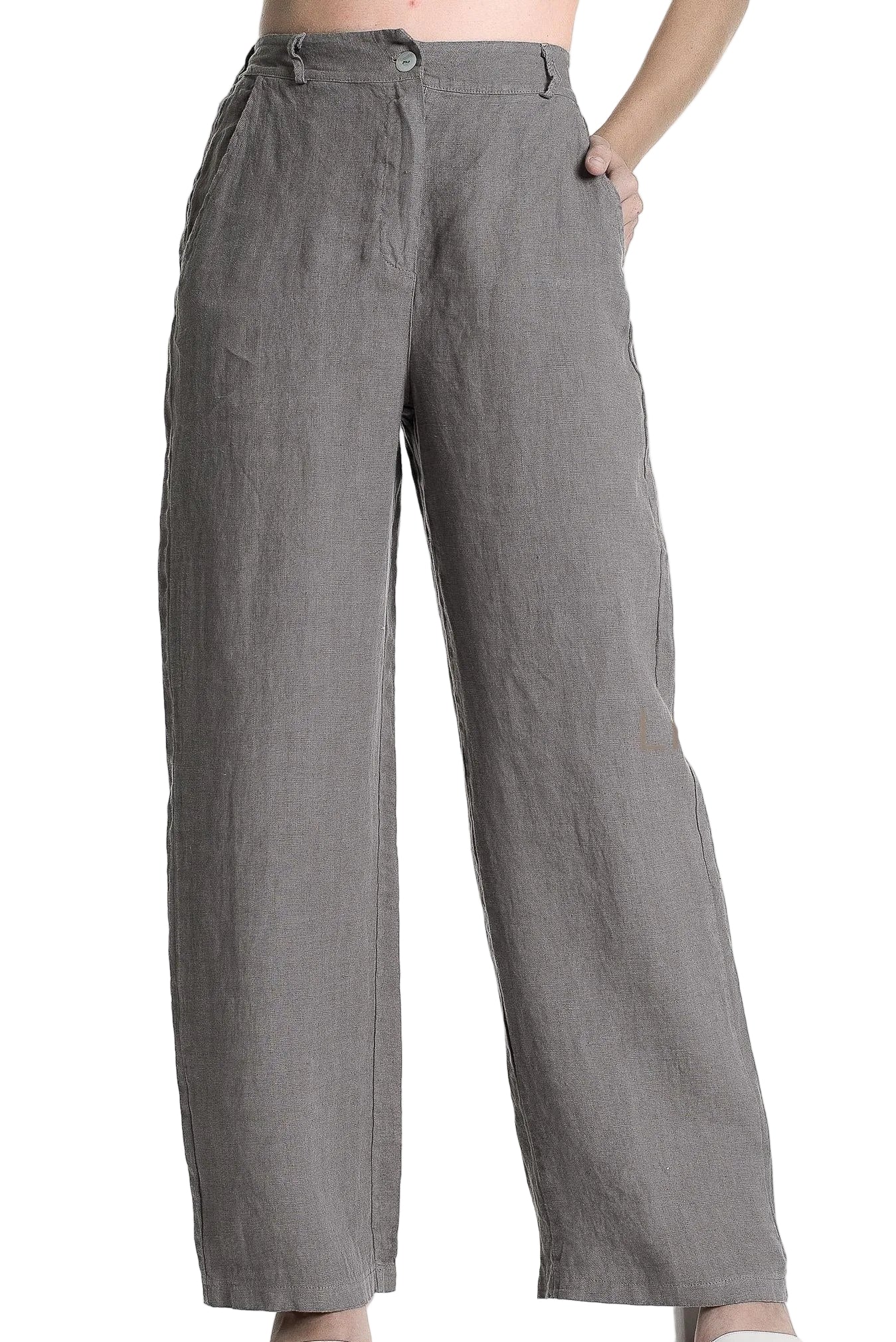French Linen Button Up Pant - Fango