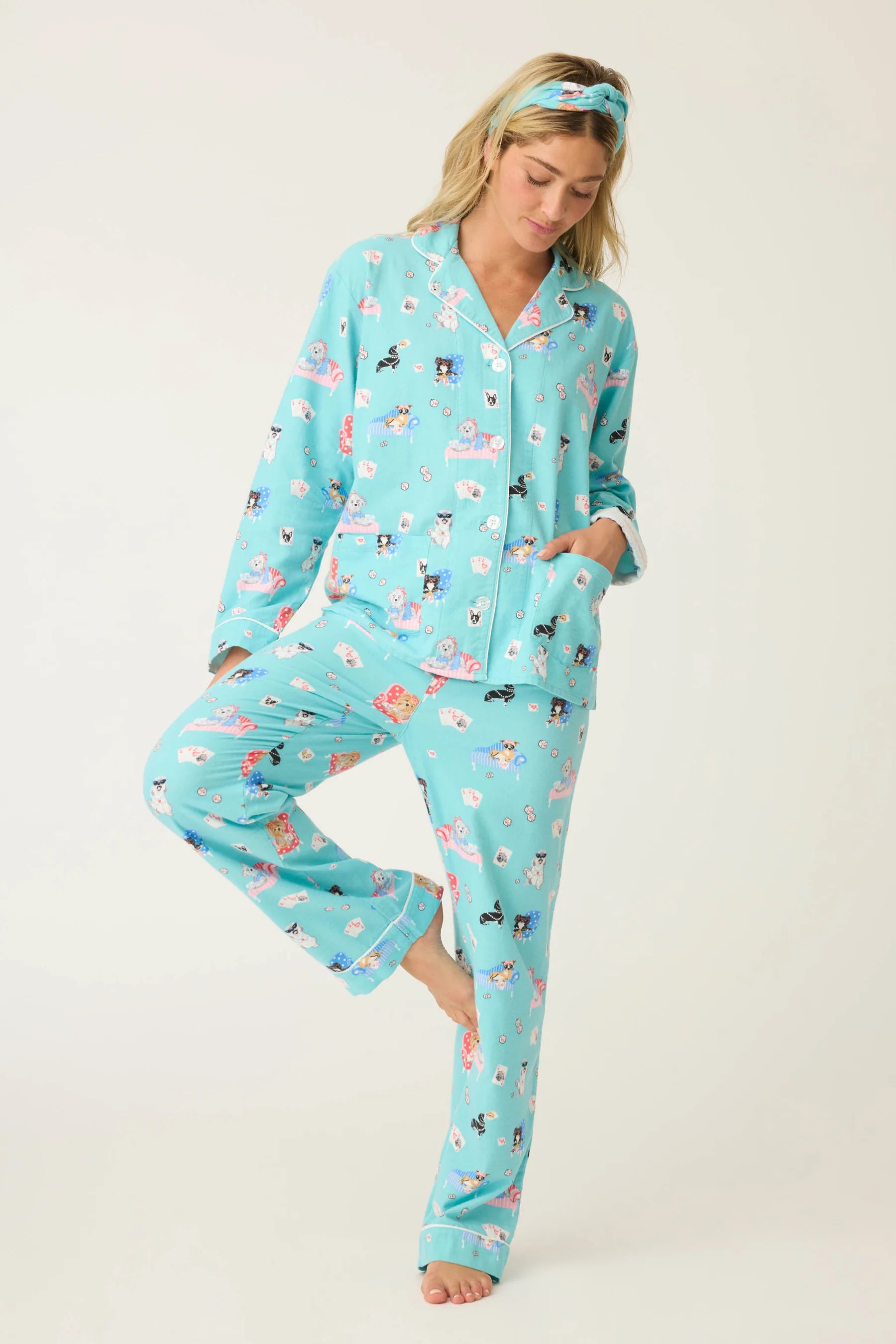 This Is How I Roll Dog Print Flannel PJ Set