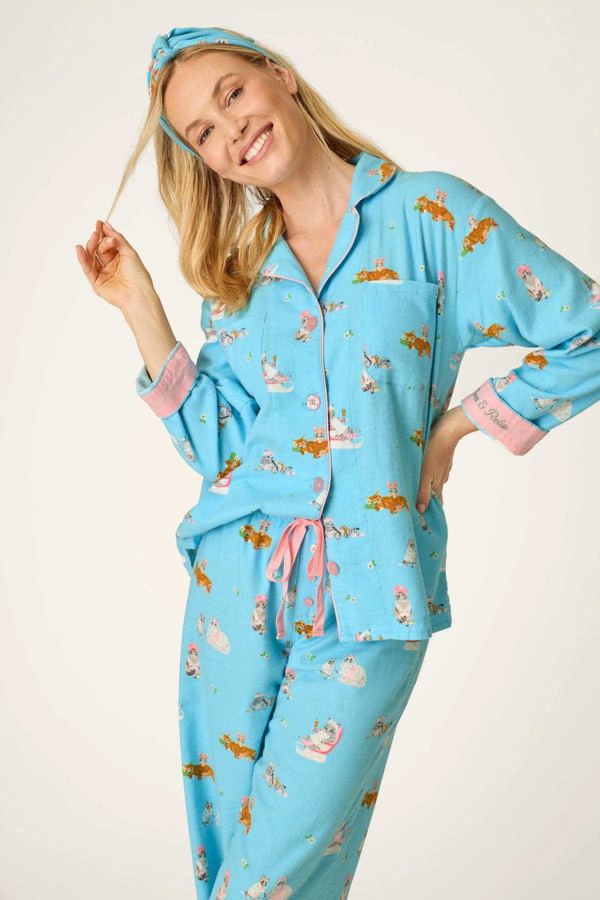 Pampered Cat Flannel PJ Set
