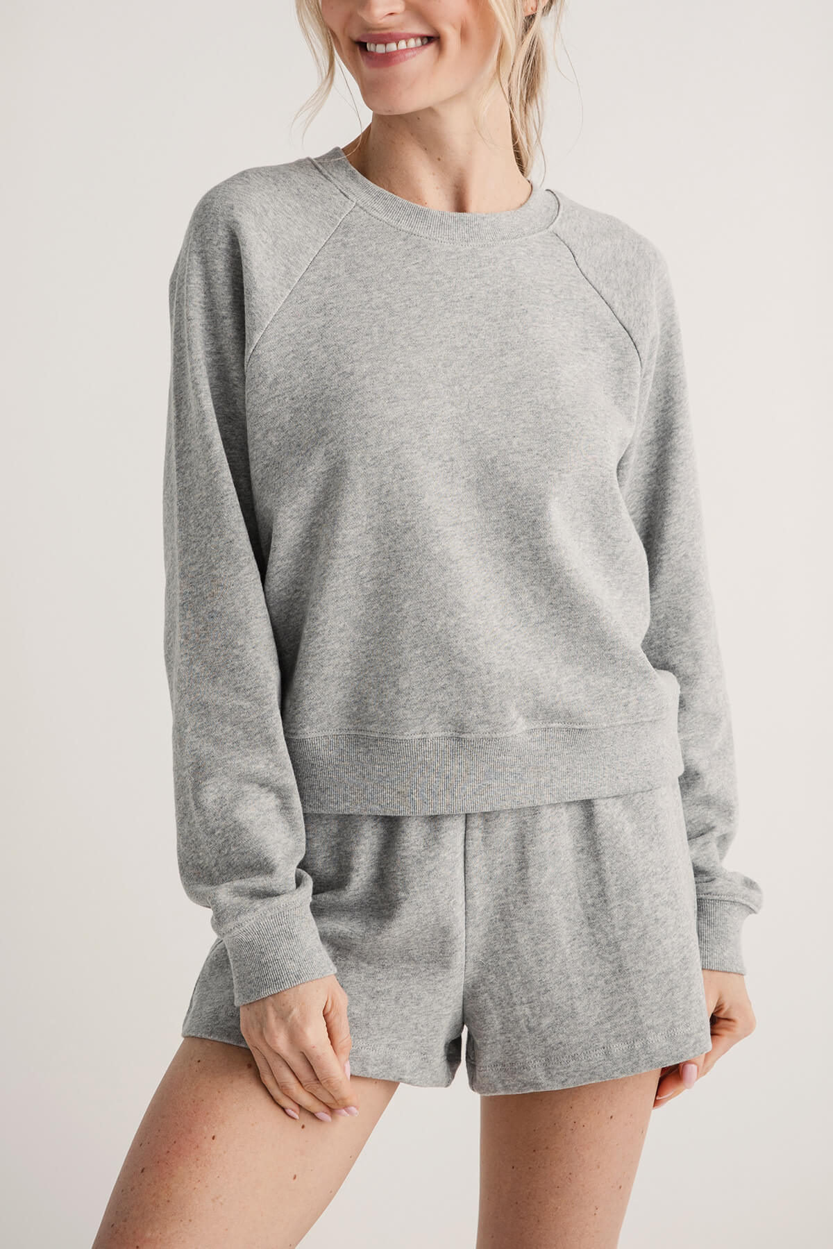 Saladana French Terry Top - Heather Grey